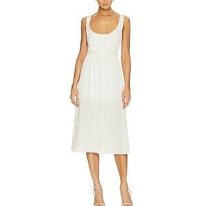REVOLVE WeWoreWhat Corset Midi‎ Romantic Feminine White Dress SIZE LARGE NWT